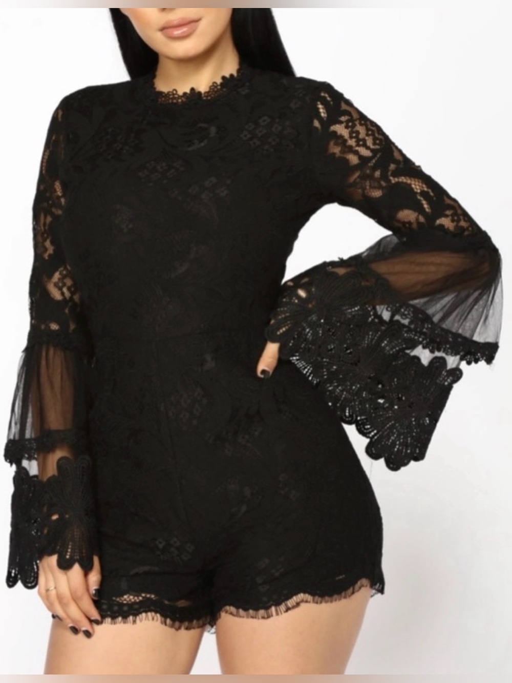 Vici Lace Bell Sleeve Romper